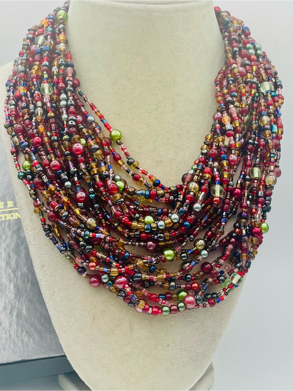 Joan Rivers Vintage 12 Strand Beaded Torsade Necklace in Czech Glass. 32 inches